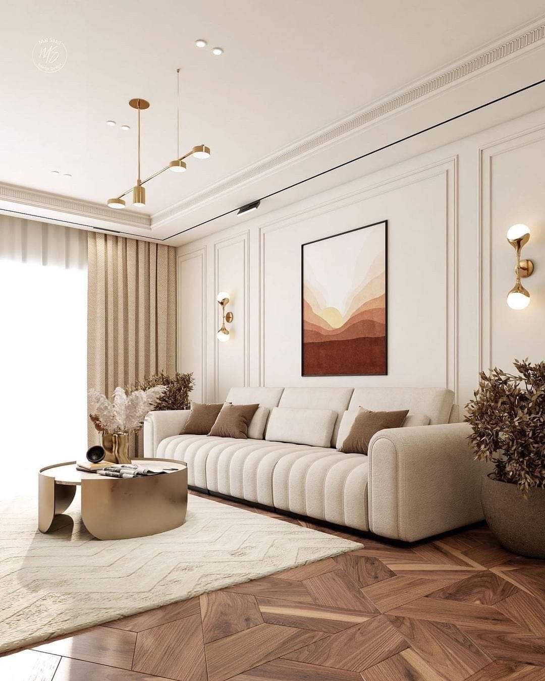Modern living room with clean interior finishes